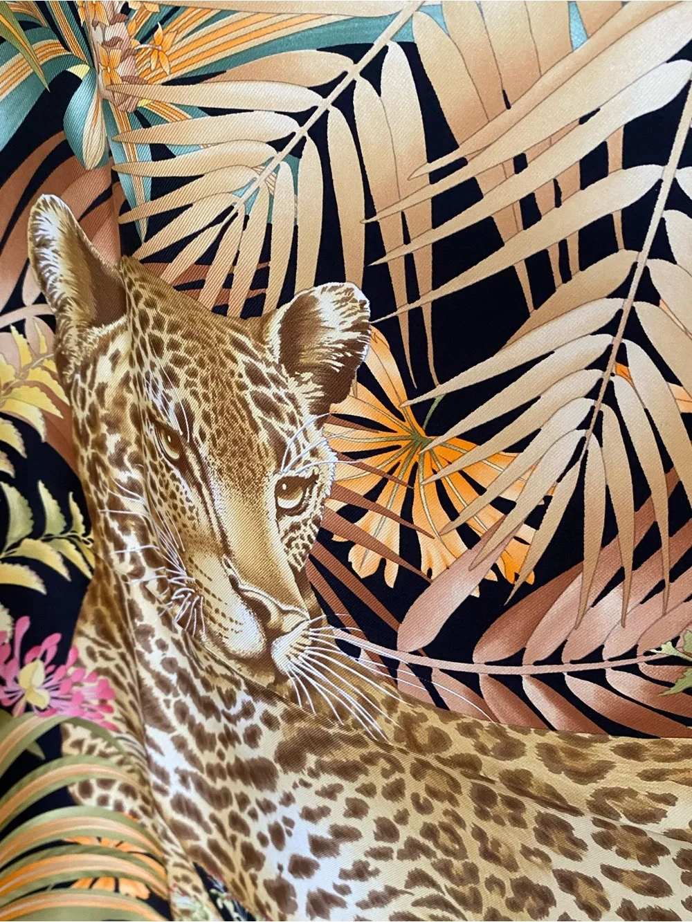Salvatore Ferragamo Leopard Jungle Floral Silk Scarf